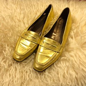 Gold ysl flats